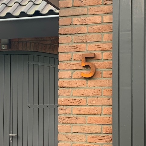 Cijfer 5 (vijf) huisnummer cortenstaal